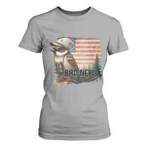 Bird Nerd T Shirt For Women Funny Bird Watching Patriotic American Flag TS14 Sport Gray Print Your Wear