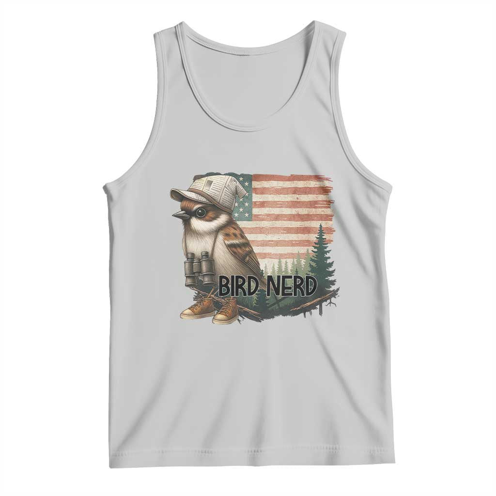 Bird Nerd Tank Top Funny Bird Watching Patriotic American Flag TS14 Ash Print Your Wear