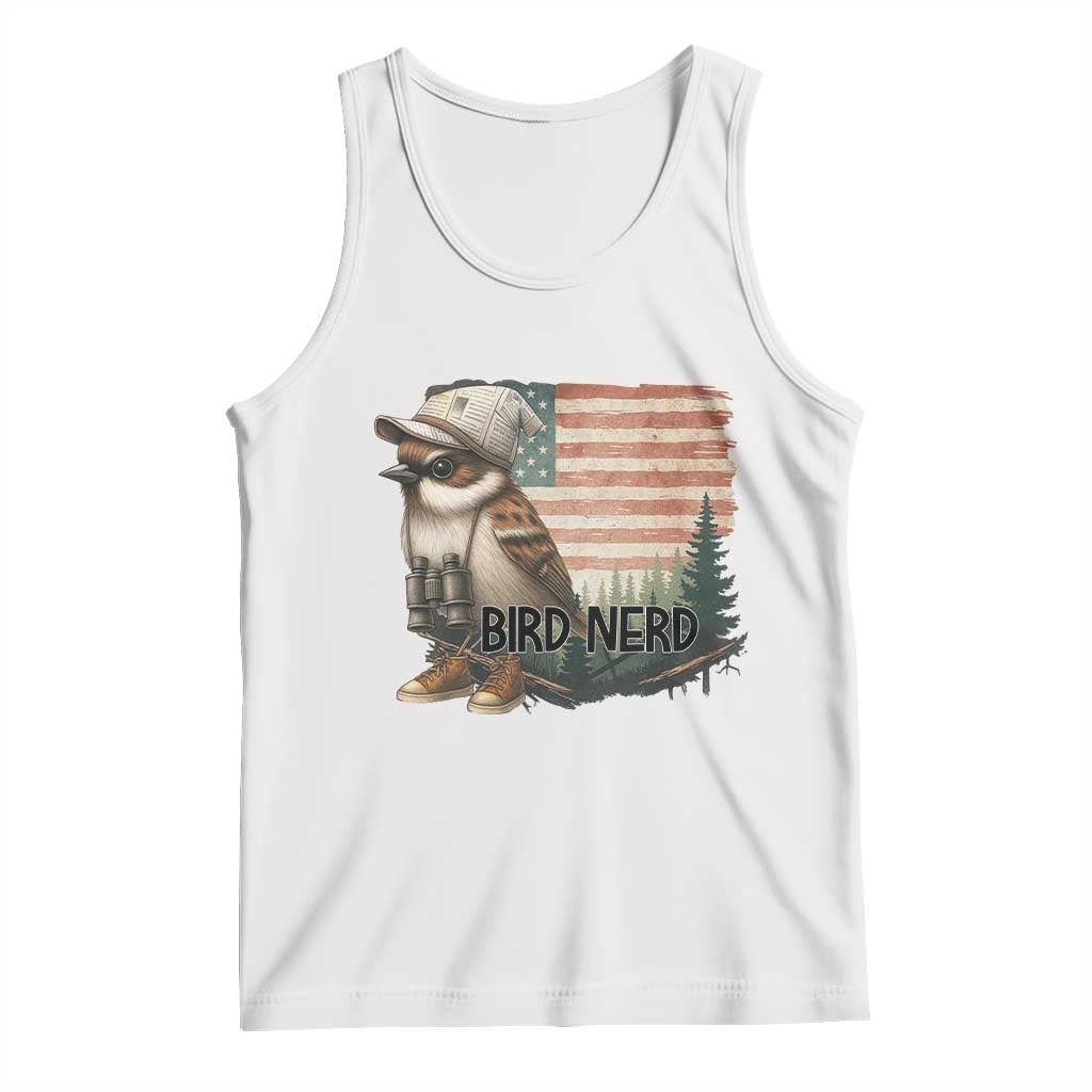 Bird Nerd Tank Top Funny Bird Watching Patriotic American Flag TS14 White Print Your Wear