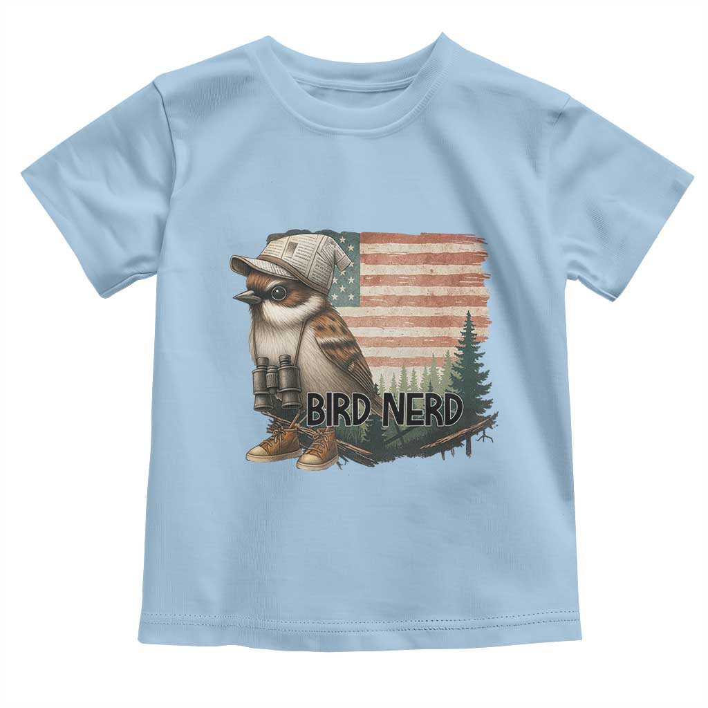 Bird Nerd Toddler T Shirt Funny Bird Watching Patriotic American Flag TS14 Light Blue Print Your Wear
