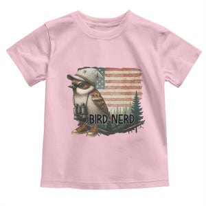 Bird Nerd Toddler T Shirt Funny Bird Watching Patriotic American Flag TS14 Light Pink Print Your Wear