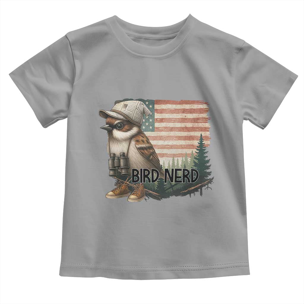 Bird Nerd Toddler T Shirt Funny Bird Watching Patriotic American Flag TS14 Sport Gray Print Your Wear