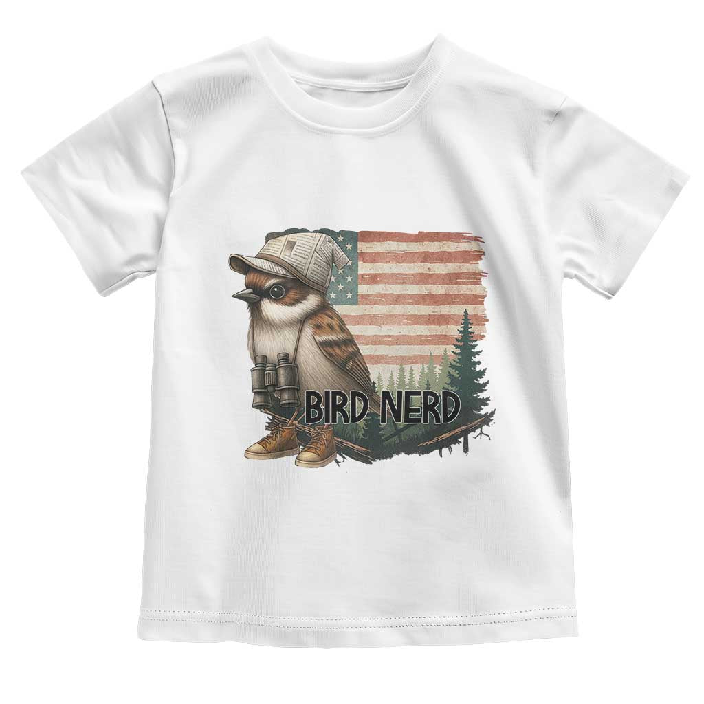 Bird Nerd Toddler T Shirt Funny Bird Watching Patriotic American Flag TS14 White Print Your Wear