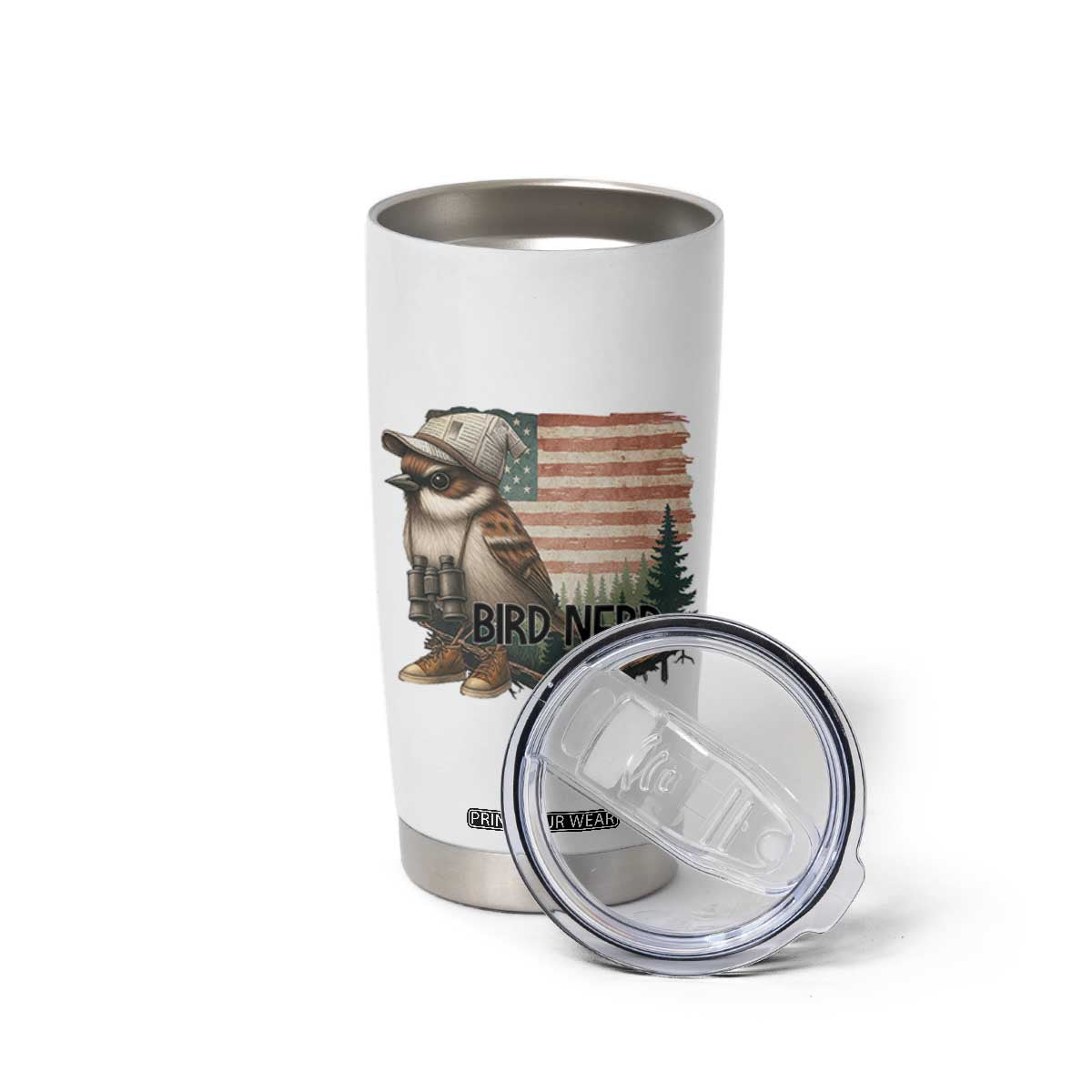 Bird Nerd Tumbler Cup Funny Bird Watching Patriotic American Flag TS14 Print Your Wear