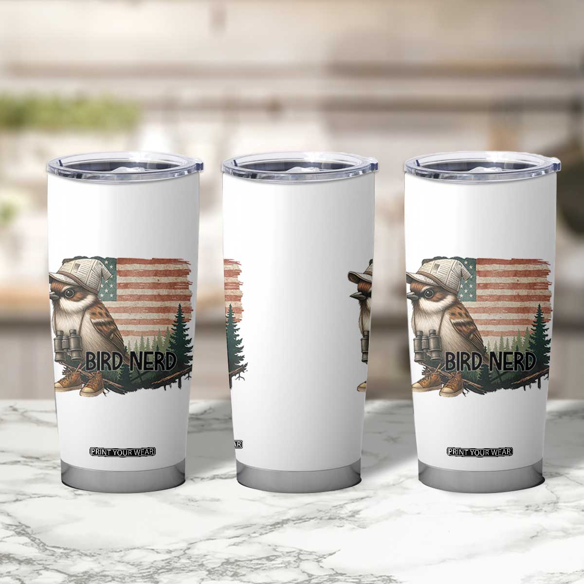 Bird Nerd Tumbler Cup Funny Bird Watching Patriotic American Flag TS14 Print Your Wear