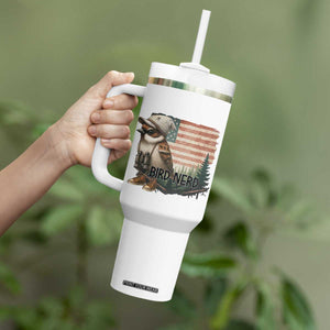 Bird Nerd Tumbler With Handle Funny Bird Watching Patriotic American Flag TS14 Print Your Wear