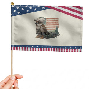 Bird Nerd Patriotic Handheld Flag Funny Bird Watching American Flag TS14 Modern 8.2" × 5.5" Beige Blue Print Your Wear