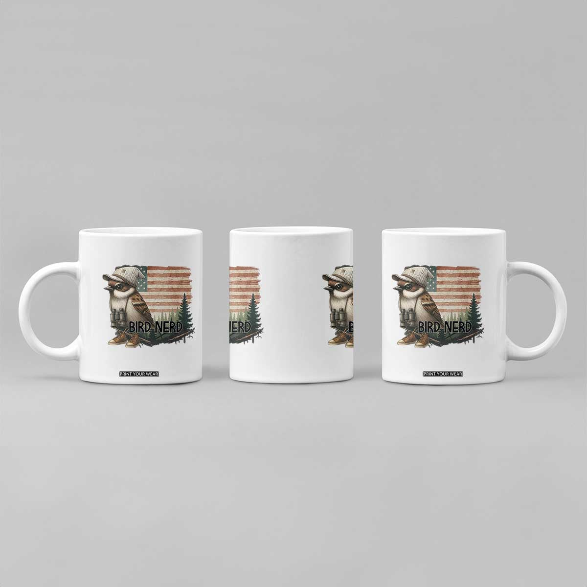 Bird Nerd Coffee Mug Funny Bird Watching Patriotic American Flag TS14 Print Your Wear