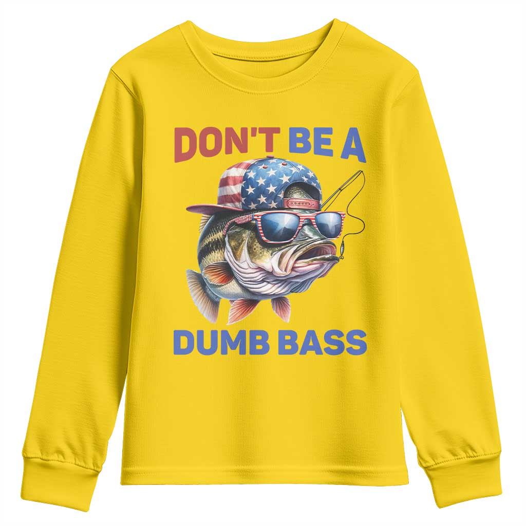 Dont Be A Dumb Bass Youth Sweatshirt Funny Patriotic Bass Fishing USA Flag Lover TS14 Daisy Print Your Wear