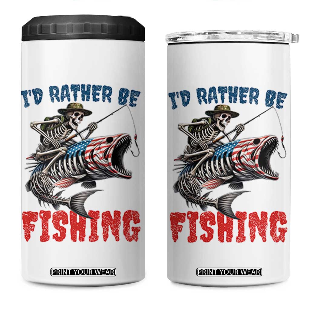 Funny Skeleton Fish 4 in 1 Can Cooler Tumbler Id Rather Be Fishing Bass Fisherman Halloween TS14 One Size: 16 oz White Print Your Wear