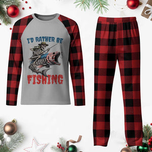 Funny Skeleton Fish Plaid Pajama Set Id Rather Be Fishing Bass Fisherman Halloween TS14 Buffalo Plaid Print Your Wear