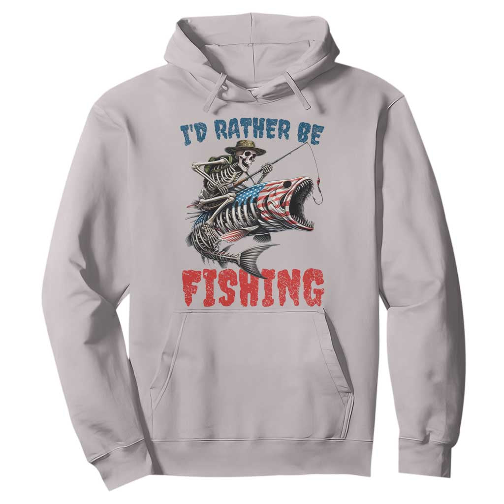 Funny Skeleton Fish Hoodie Id Rather Be Fishing Bass Fisherman Halloween TS14 Ice Gray Print Your Wear
