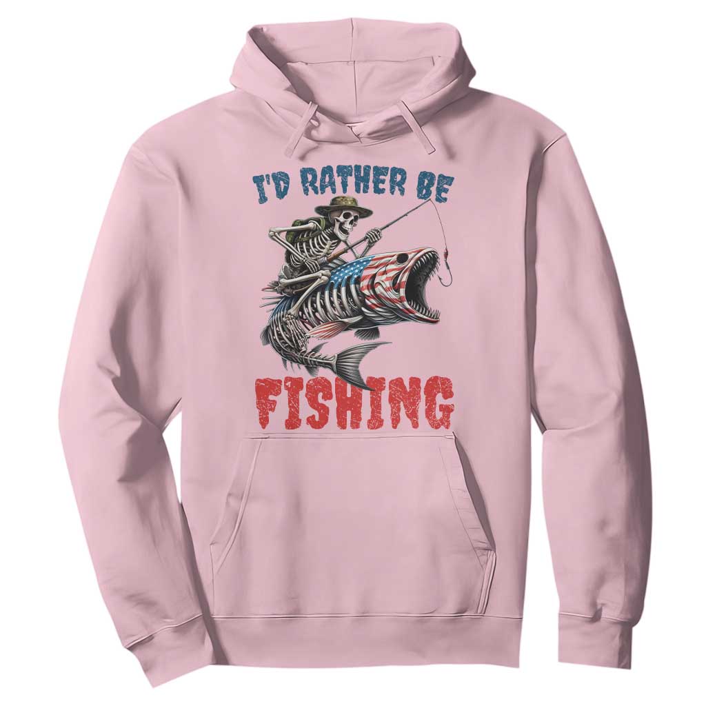Funny Skeleton Fish Hoodie Id Rather Be Fishing Bass Fisherman Halloween TS14 Light Pink Print Your Wear