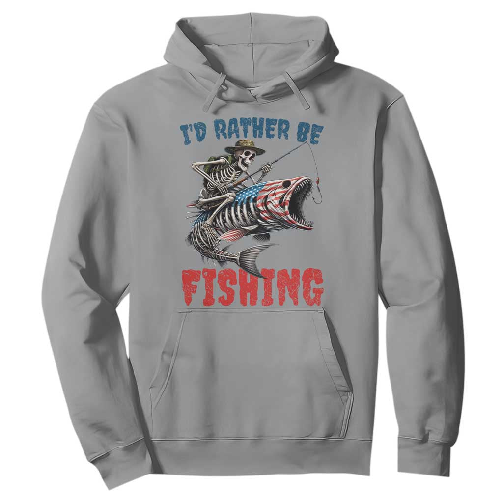 Funny Skeleton Fish Hoodie Id Rather Be Fishing Bass Fisherman Halloween TS14 Sport Gray Print Your Wear