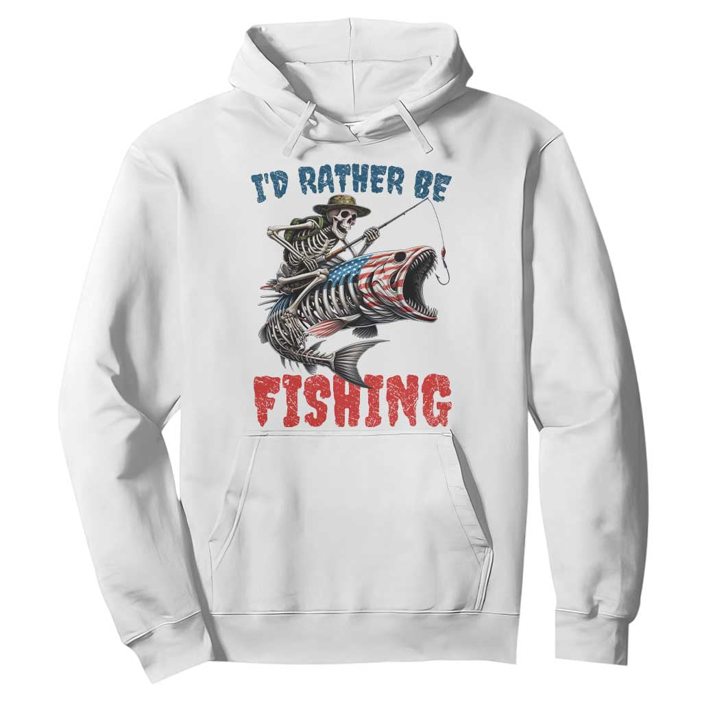 Funny Skeleton Fish Hoodie Id Rather Be Fishing Bass Fisherman Halloween TS14 White Print Your Wear