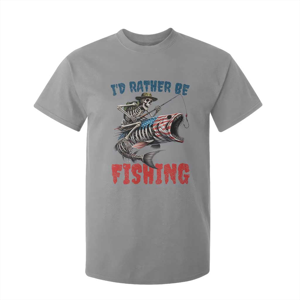 Funny Skeleton Fish T Shirt For Kid Id Rather Be Fishing Bass Fisherman Halloween TS14 Sport Gray Print Your Wear