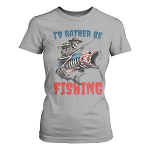 Funny Skeleton Fish T Shirt For Women Id Rather Be Fishing Bass Fisherman Halloween TS14 Sport Gray Print Your Wear