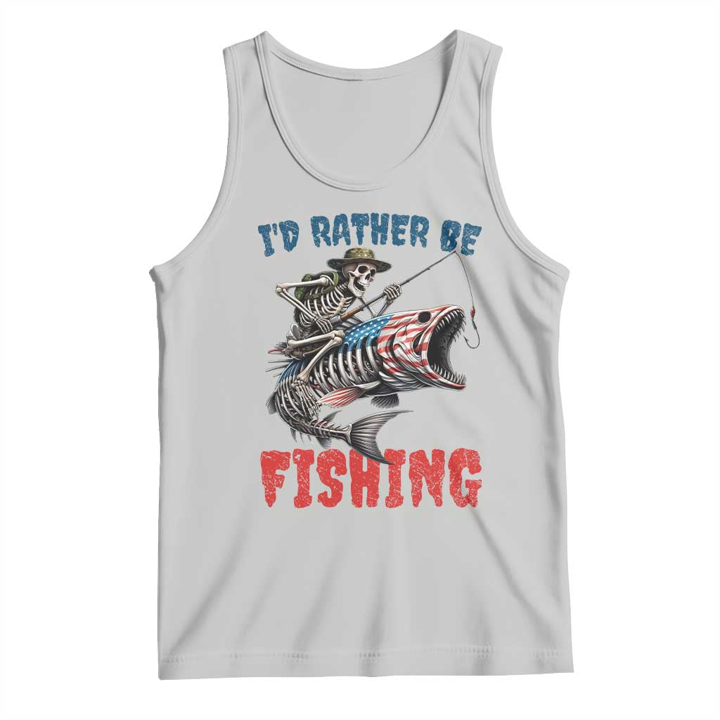 Funny Skeleton Fish Tank Top Id Rather Be Fishing Bass Fisherman Halloween TS14 Ash Print Your Wear