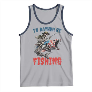 Funny Skeleton Fish Tank Top Id Rather Be Fishing Bass Fisherman Halloween TS14 Athletic Heather Navy Print Your Wear
