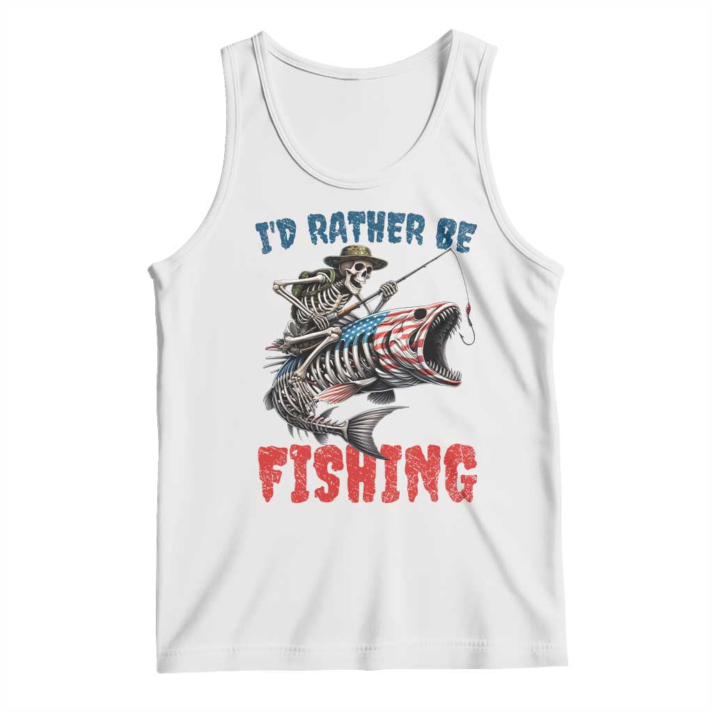 Funny Skeleton Fish Tank Top Id Rather Be Fishing Bass Fisherman Halloween TS14 White Print Your Wear