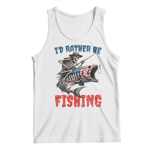Funny Skeleton Fish Tank Top Id Rather Be Fishing Bass Fisherman Halloween TS14 White Print Your Wear