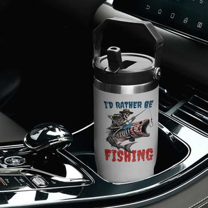 Funny Skeleton Fish Flip Straw Tumbler Id Rather Be Fishing Bass Fisherman Halloween TS14 Print Your Wear