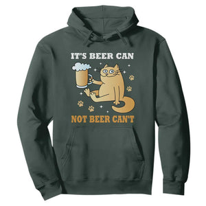 Funny Cat Drinking Beer Hoodie It Is Beer Can Not Beer Can Not Kitty Lovers TS14 Dark Forest Green Print Your Wear