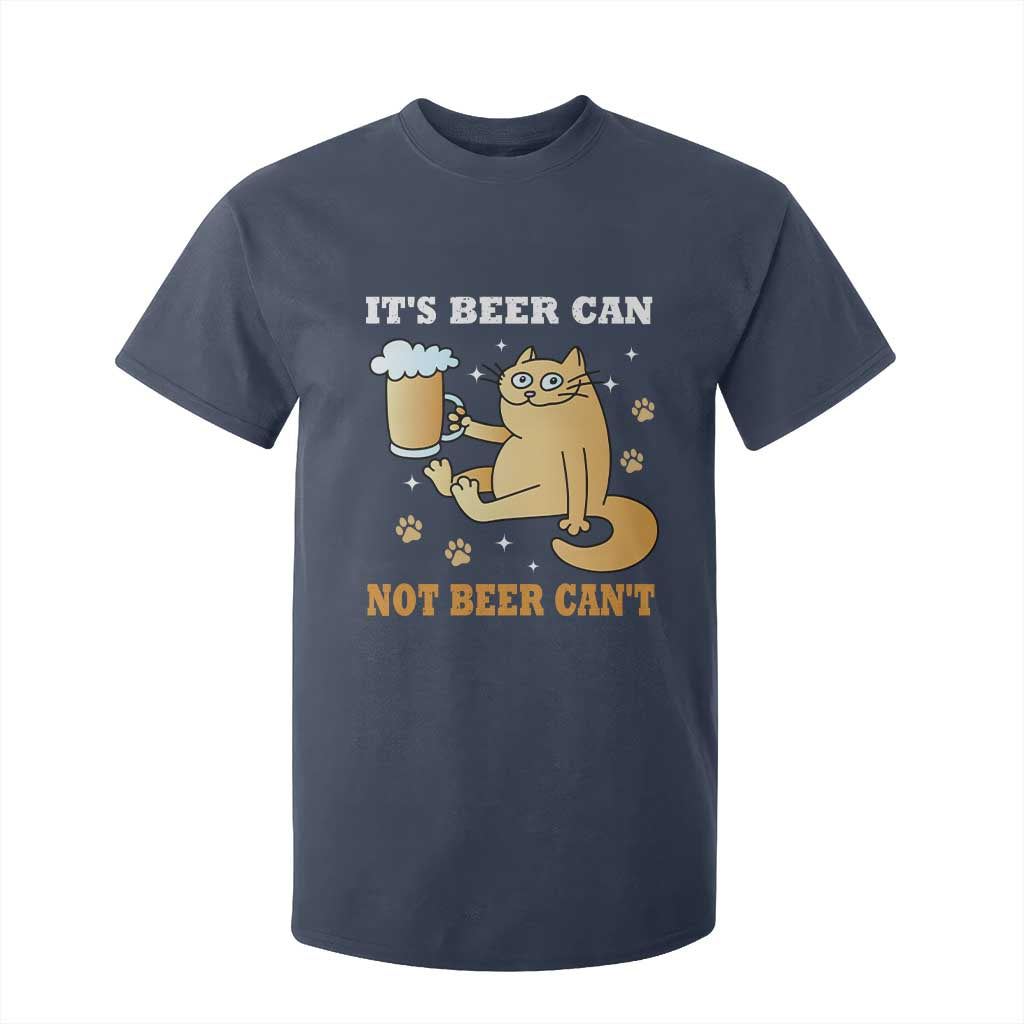 Funny Cat Drinking Beer T Shirt For Kid It Is Beer Can Not Beer Can Not Kitty Lovers TS14 Navy Print Your Wear