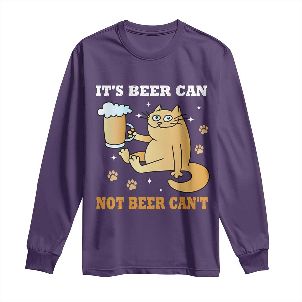 Funny Cat Drinking Beer Long Sleeve Shirt It Is Beer Can Not Beer Can Not Kitty Lovers TS14 Purple Print Your Wear