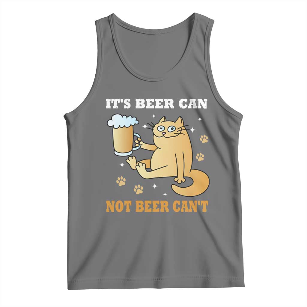 Funny Cat Drinking Beer Tank Top It Is Beer Can Not Beer Can Not Kitty Lovers TS14 Black Heather Print Your Wear