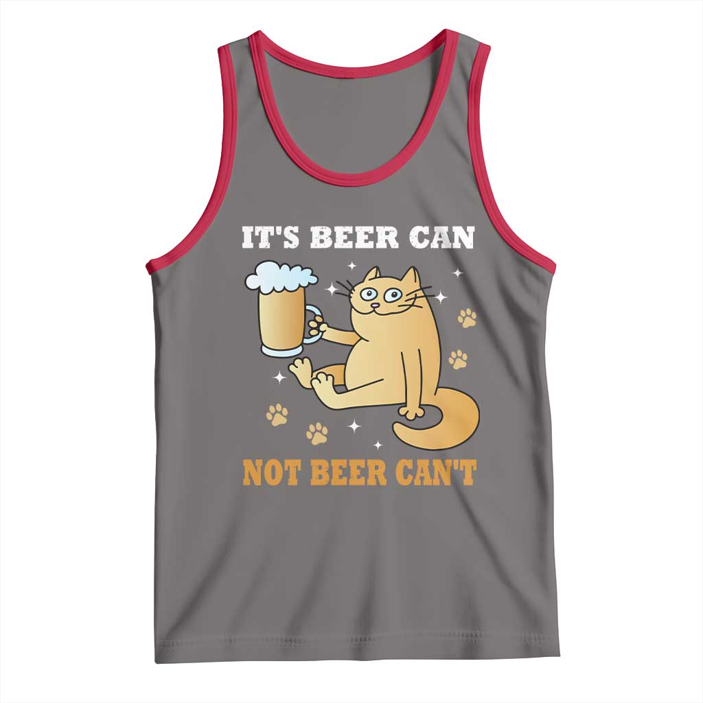 Funny Cat Drinking Beer Tank Top It Is Beer Can Not Beer Can Not Kitty Lovers TS14 Deep Heather Red Print Your Wear