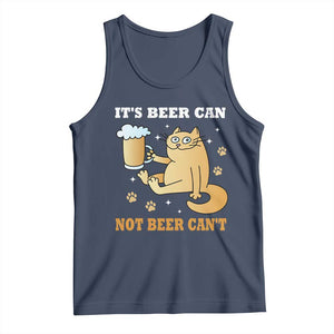 Funny Cat Drinking Beer Tank Top It Is Beer Can Not Beer Can Not Kitty Lovers TS14 Navy Print Your Wear