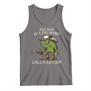 Y'all Mind If I Do Some Lollygaggin Tank Top Funny Cowboy Frog Western Animal Meme TS14 Deep Heather Print Your Wear