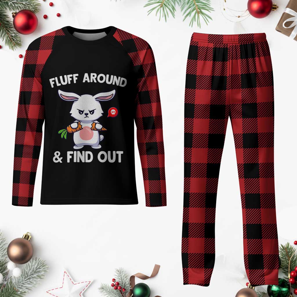 Fluff Around And Find Out Plaid Pajama Set Funny Bunny Rabbit Meme TS14 Buffalo Plaid Print Your Wear