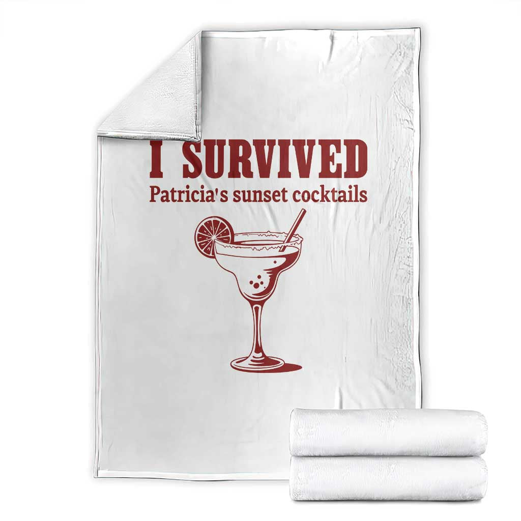 I Survived Patricia's Sunset Cocktails Throw Blanket Vintage 90s Trendy TV Show Movie