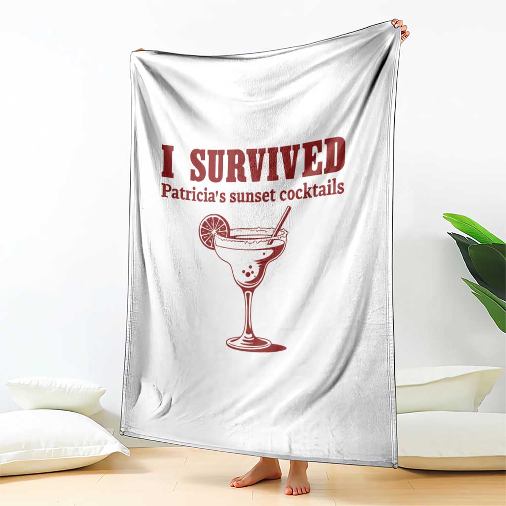 I Survived Patricia's Sunset Cocktails Throw Blanket Vintage 90s Trendy TV Show Movie