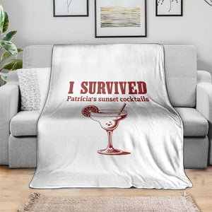 I Survived Patricia's Sunset Cocktails Throw Blanket Vintage 90s Trendy TV Show Movie