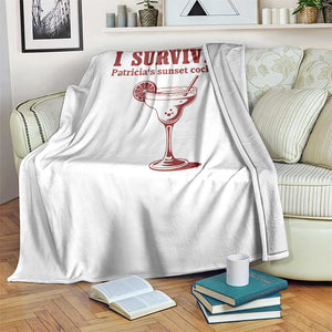 I Survived Patricia's Sunset Cocktails Throw Blanket Vintage 90s Trendy TV Show Movie