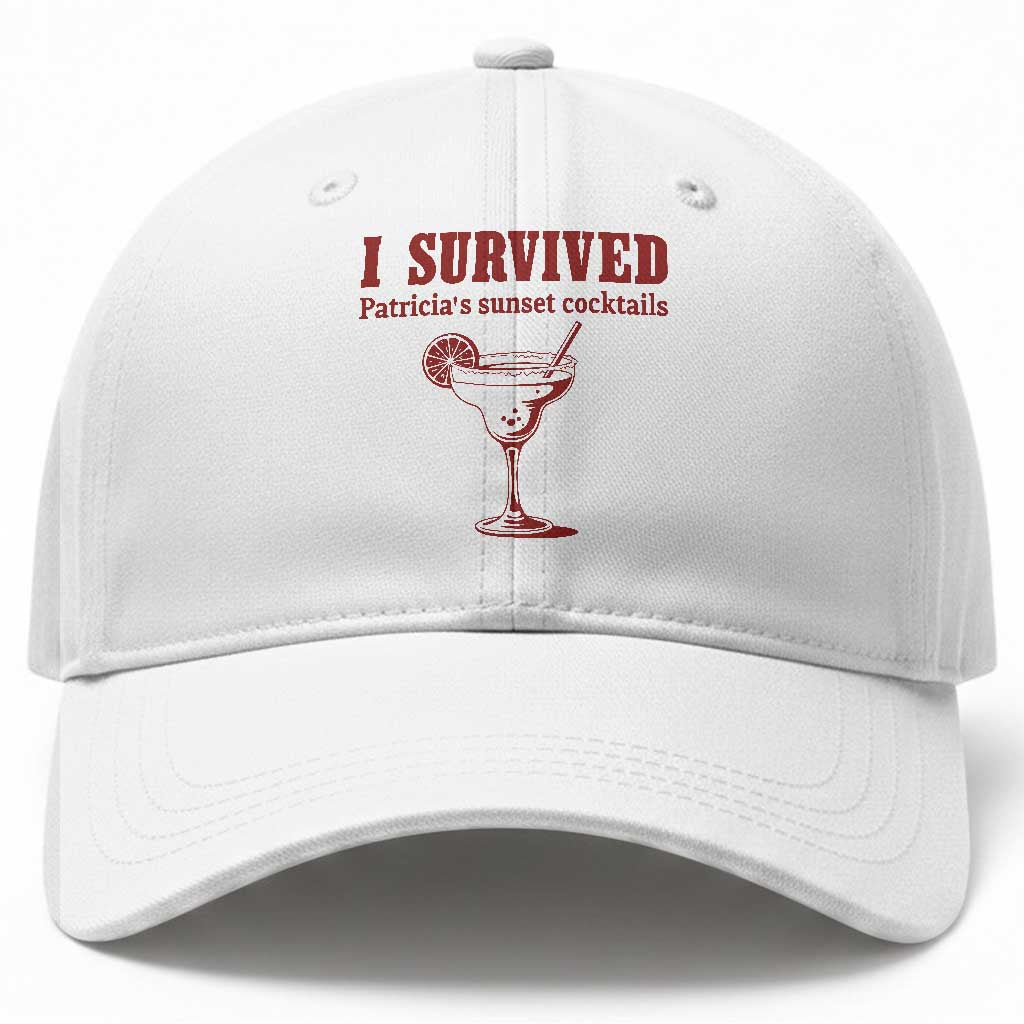 I Survived Patricia's Sunset Cocktails Baseball Cap Vintage 90s Trendy TV Show Movie