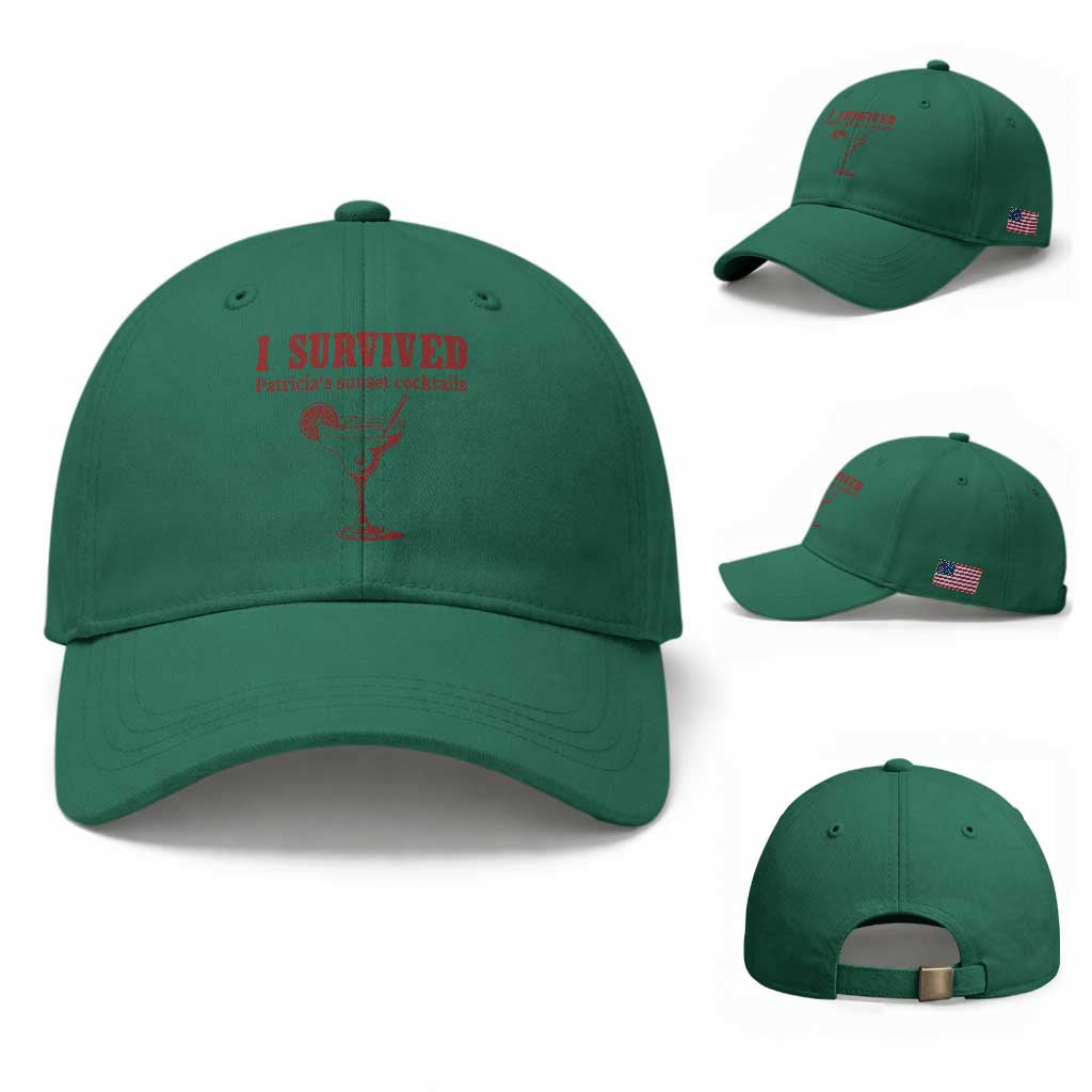 I Survived Patricia's Sunset Cocktails Baseball Cap Vintage 90s Trendy TV Show Movie