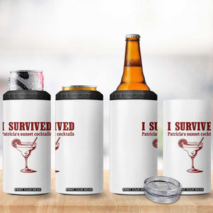 I Survived Patricia's Sunset Cocktails 4 in 1 Can Cooler Tumbler Vintage 90s Trendy TV Show Movie