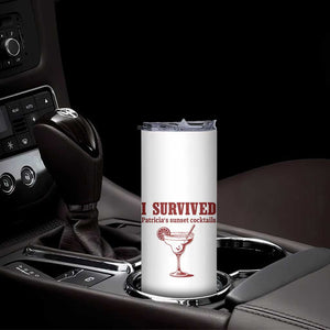 I Survived Patricia's Sunset Cocktails Skinny Tumbler Vintage 90s Trendy TV Show Movie