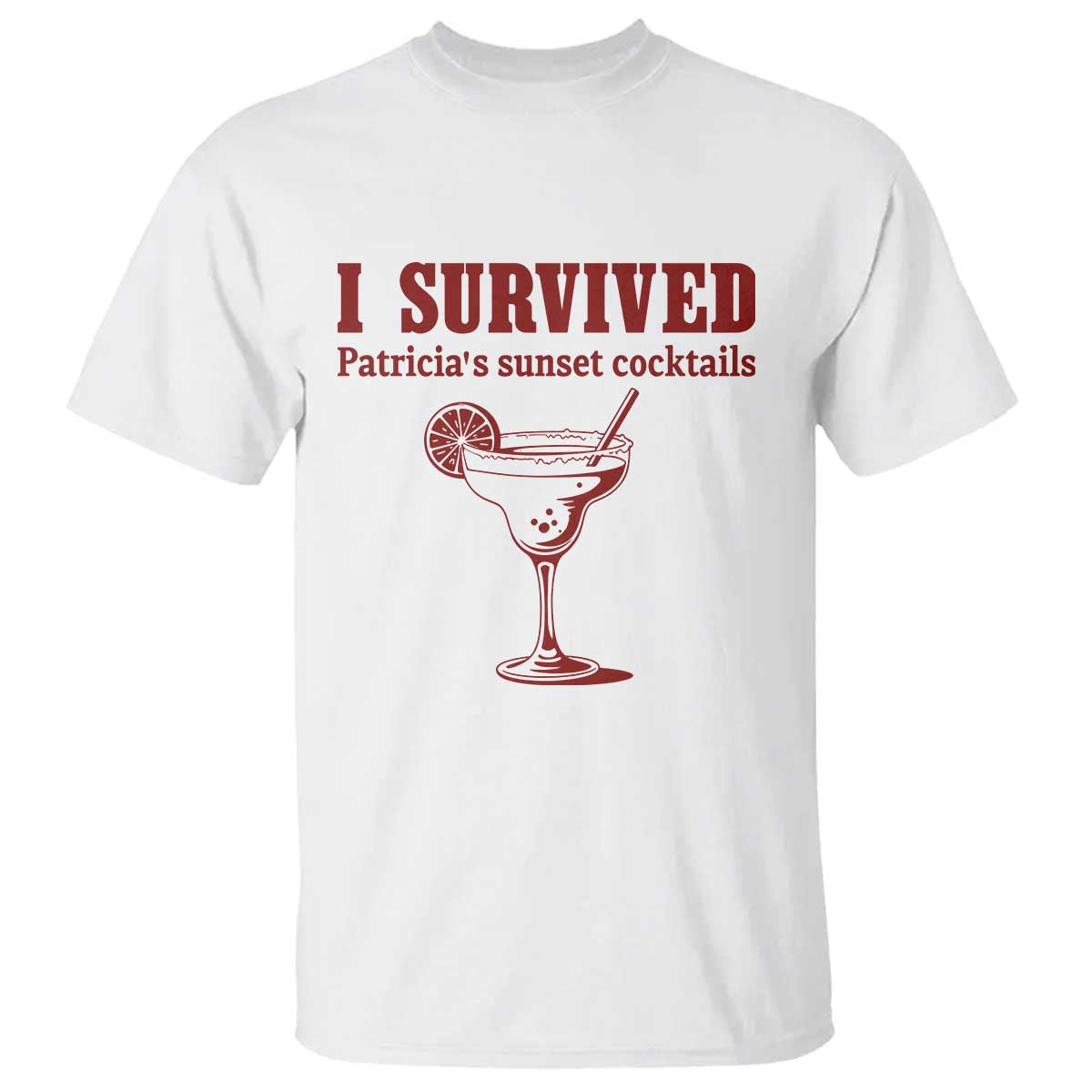 I Survived Patricia's Sunset Cocktails T Shirt Vintage 90s Trendy TV Show Movie