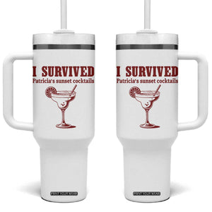 I Survived Patricia's Sunset Cocktails Tumbler With Handle Vintage 90s Trendy TV Show Movie