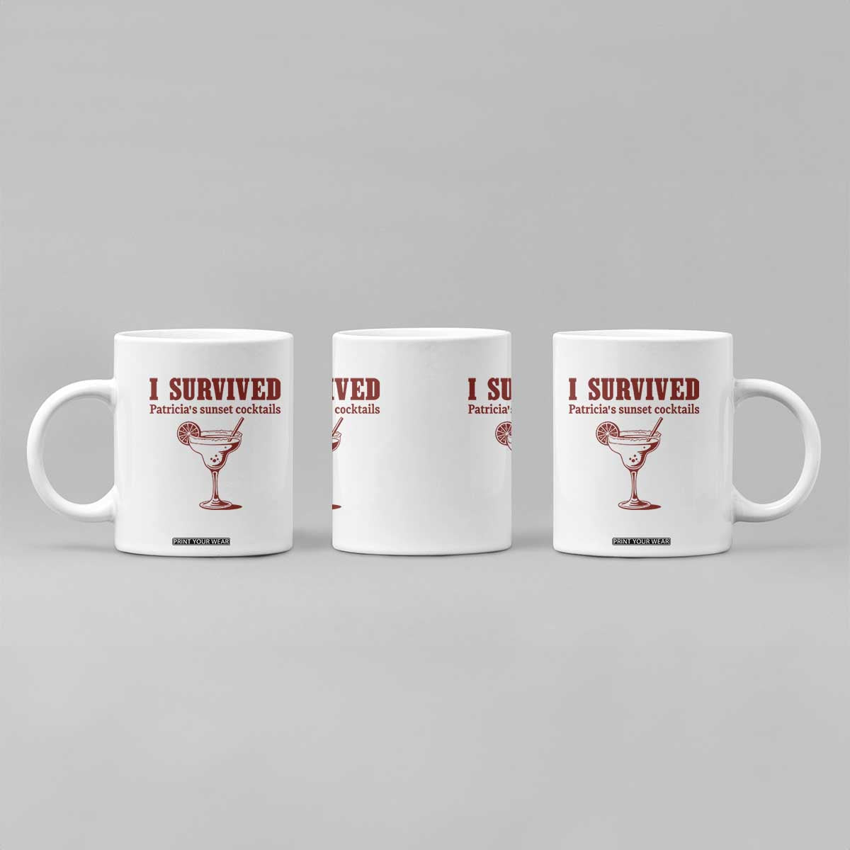I Survived Patricia's Sunset Cocktails Coffee Mug Vintage 90s Trendy TV Show Movie