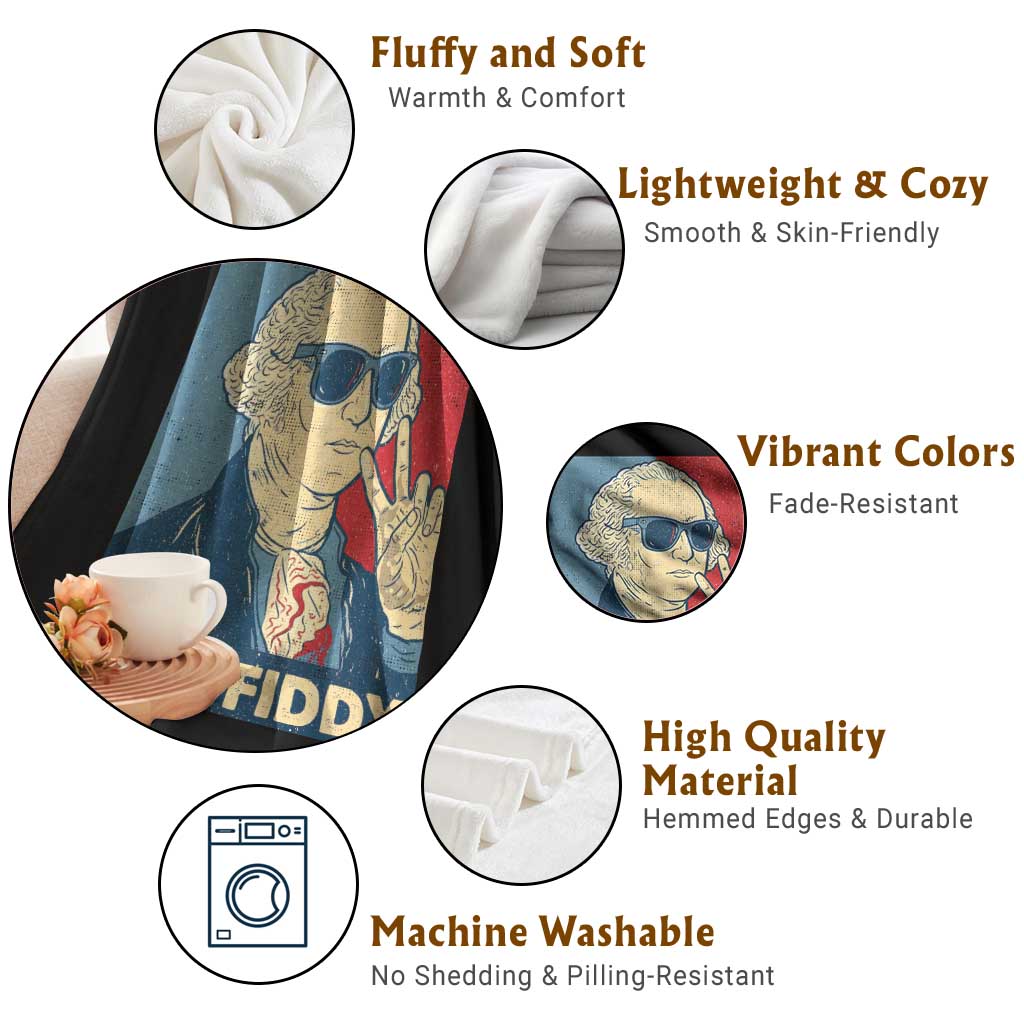 Two Fiddy George Washington 250th Anniversary Throw Blanket Funny 4th of July