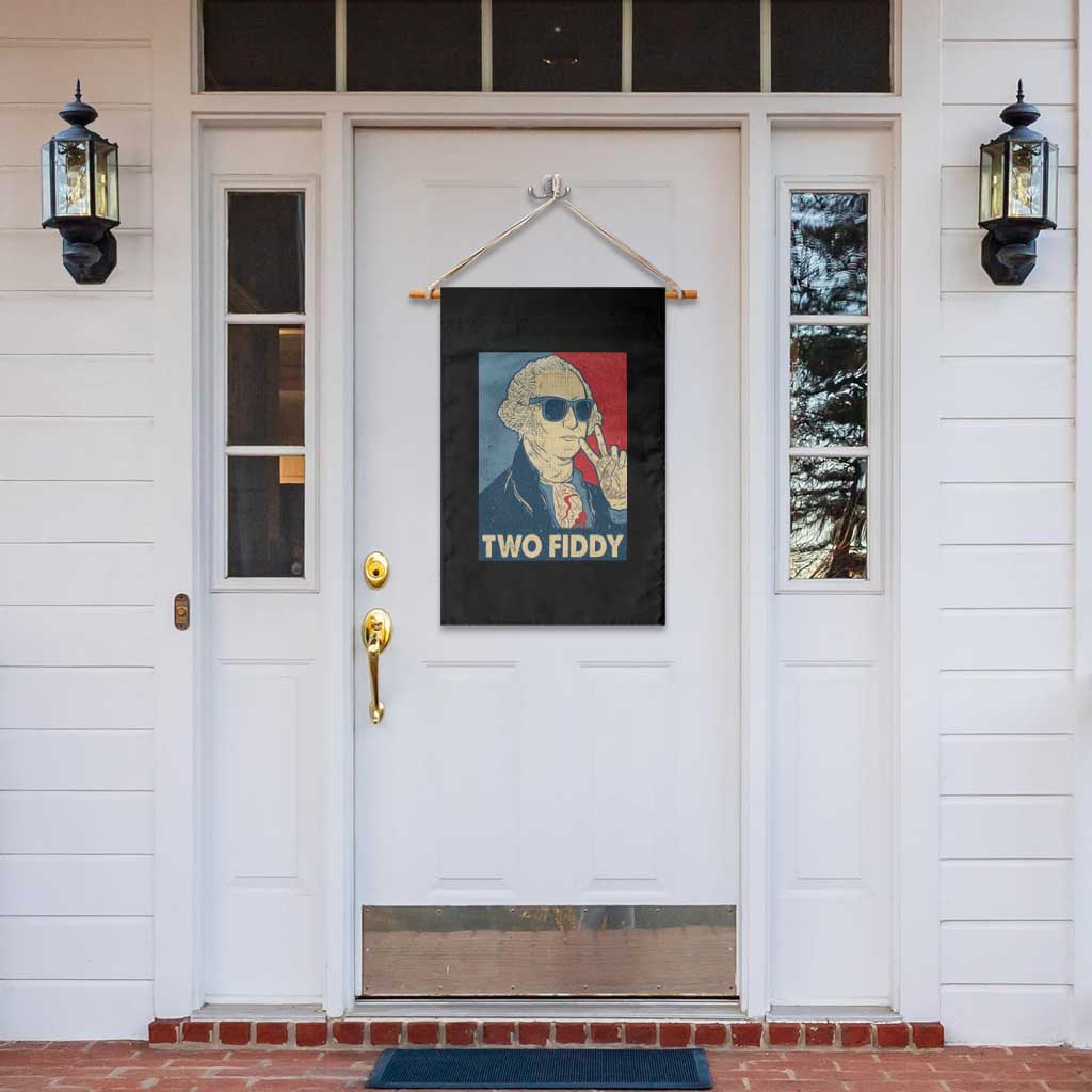 Two Fiddy George Washington 250th Anniversary Garden Flag Funny 4th of July