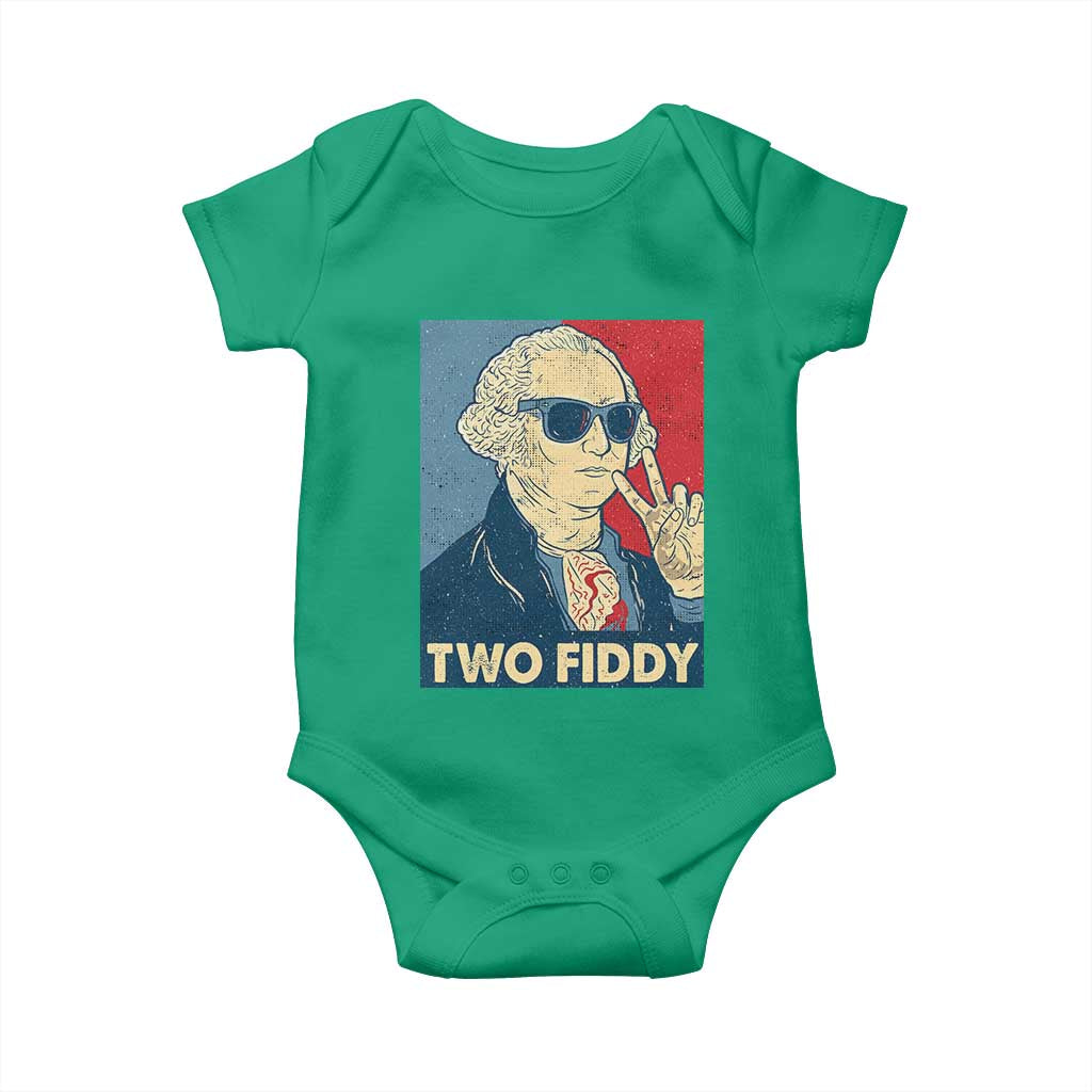 Two Fiddy George Washington 250th Anniversary Baby Onesie Funny 4th of July