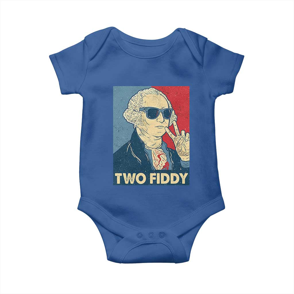 Two Fiddy George Washington 250th Anniversary Baby Onesie Funny 4th of July