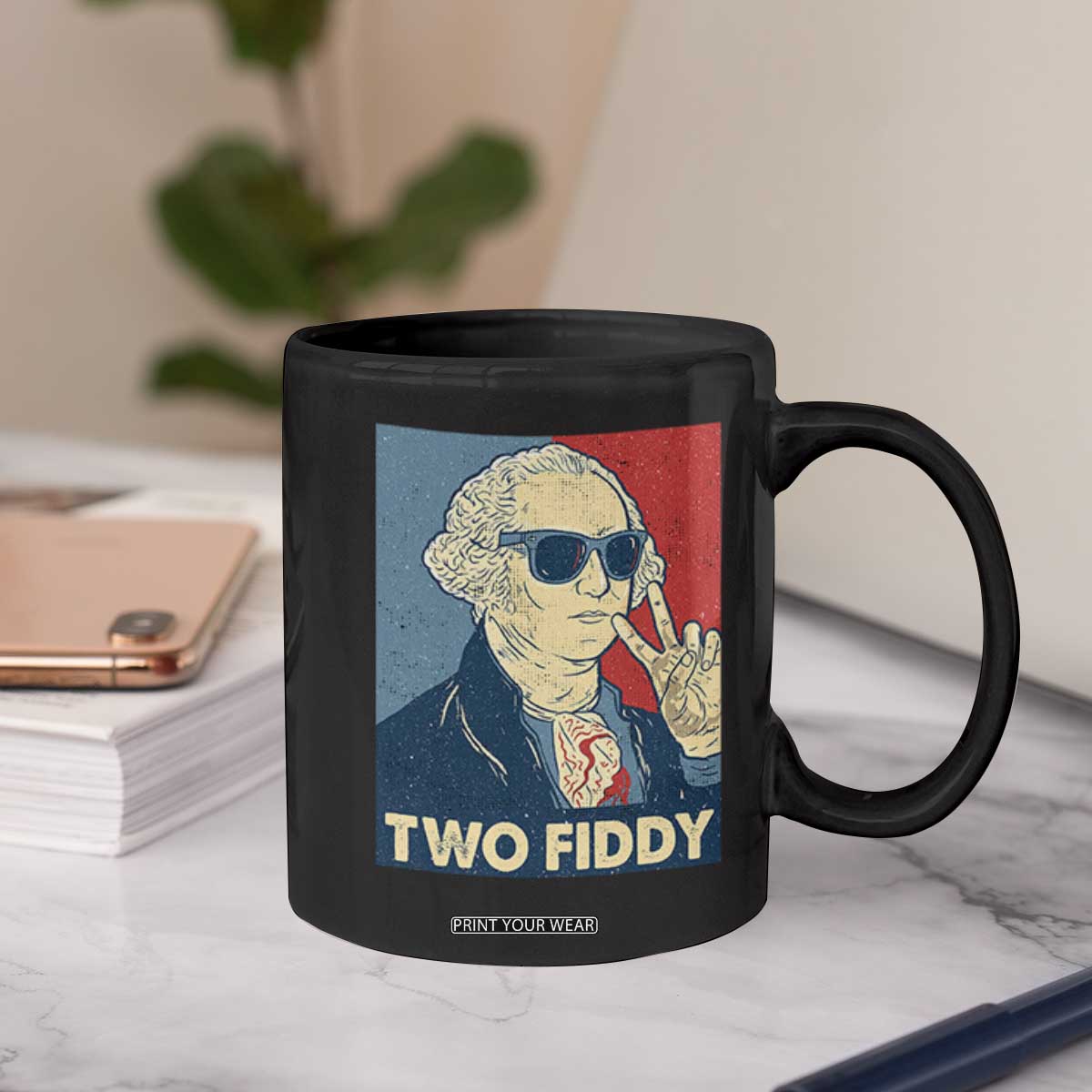 Two Fiddy George Washington 250th Anniversary Coffee Mug Funny 4th of July